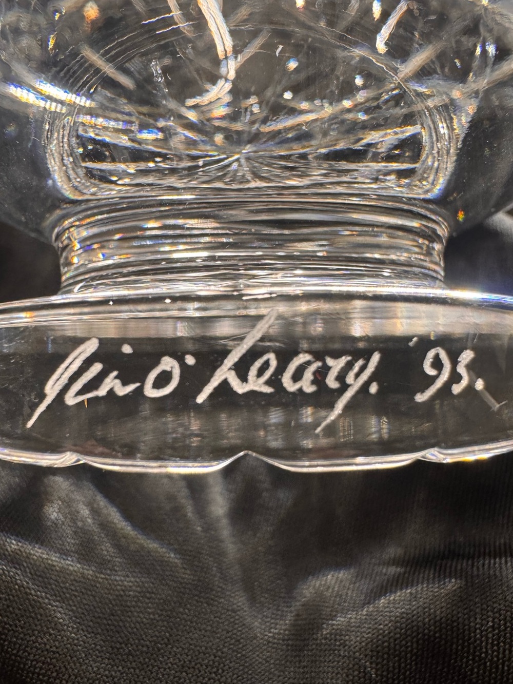 Rare Signed Waterford Crystal 8” Footed Bowl – Master Cutter Jim O’Leary, 1995 - Picture 4 of 8